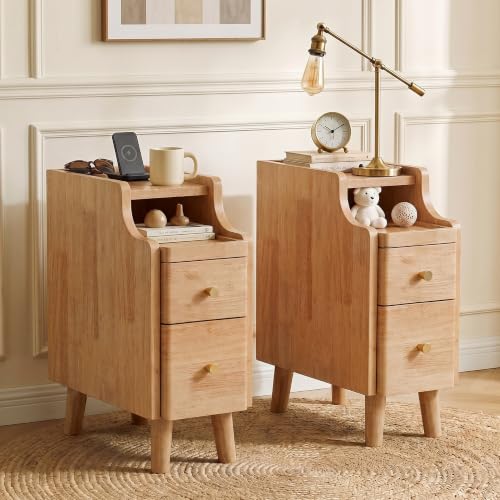 Narrow Nightstand with Drawers