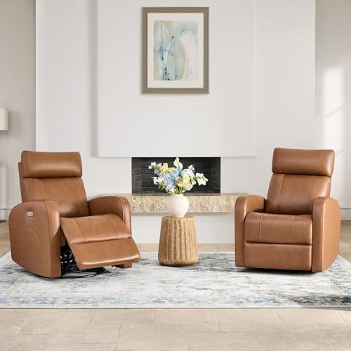Genuine Leather Power Swivel Glider Recliner Chair 9098