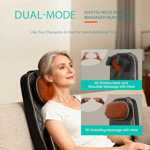 Shiatsu Neck and Back Massager Chair Pad with Heat