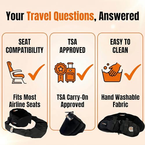3-in-1 Airplane Sleep Support System - 2 Pack Integrated Plane Sleeping Accessories with Memory Foam Long Haul Flight Pillow