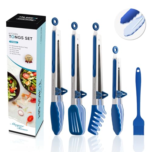 5 Pack Silicone Tongs for Cooking