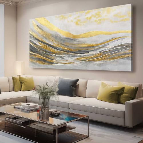 Large Wall Art for Living Room Pink Wall Decor White Flowers Artwork Canvas Poster Pictures Black Arts Abstract Gold Paintings for Girls Women Room Office
