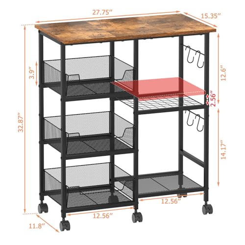Rolling Kitchen Storage Microwave Cart