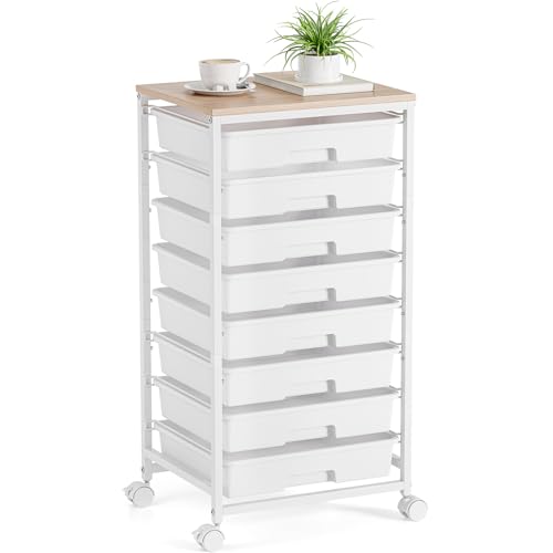 Rolling Storage Cart with 8 Drawers