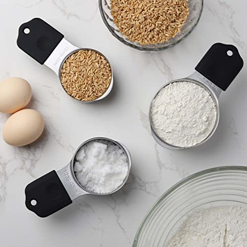 Magnetic Measuring Cups and Spoons Set Including 7 Heavy Duty Stainless Steel Measuring Cup 8 Double Sided Measuring Spoons with 1 Leveler for Dry and Liquid Ingredients