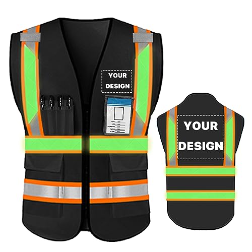 High Reflective Visibility Safety Vest Custom Your Logo Safety Workwear with Reflective Strips and Pockets