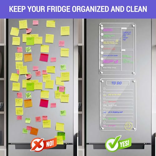 2 Pcs Acrylic Magnetic Dry Erase List Board for Fridge