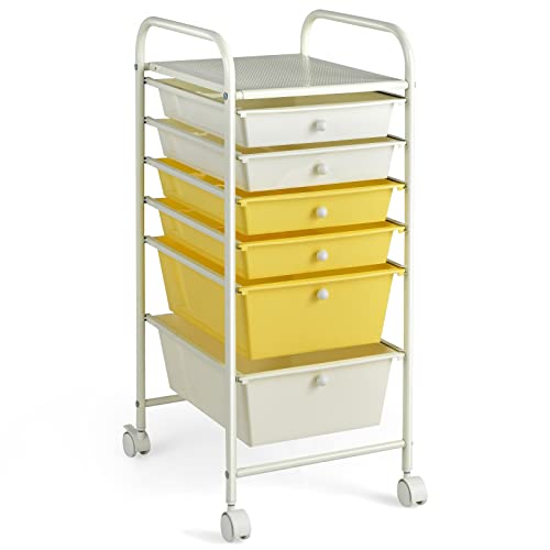 Storage Cart Bin Organizer Rolling Storage Cart Metal Frame Plastic Drawers Flexible Wheels Home Office Scrapbook Supply & Paper Shelf