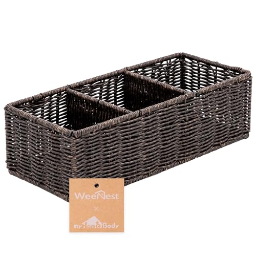 Wicker Basket with 3 Compartments