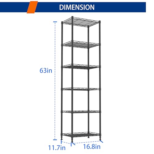 6 Wire Shelving Steel Storage Rack Adjustable Unit Shelves for Laundry Bathroom Kitchen Pantry Closet