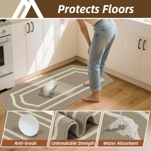 Long Kitchen Floor Mats for in Front of Sink Super Absorbent Kitchen Rugs and Mats 24"x48" Non