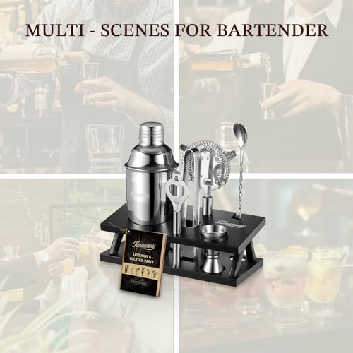 Cocktail Shaker Set Bartender Kit with Stand