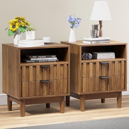 Rattan Marble Nightstand