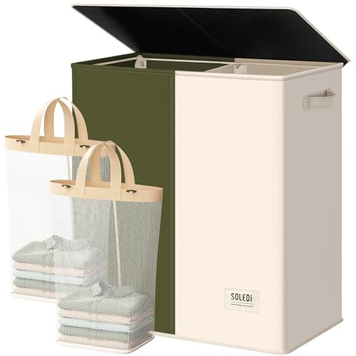 Double Laundry Hamper with Lid and Handle