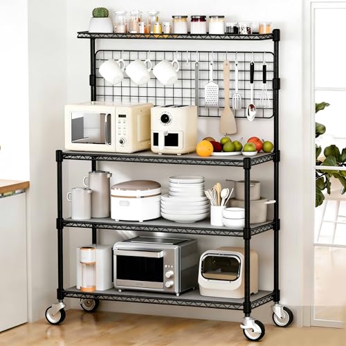Bakers Rack with Storage & Wheels