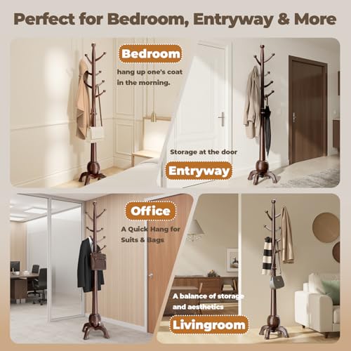 Coat Rack Freestanding with 8 Hooks