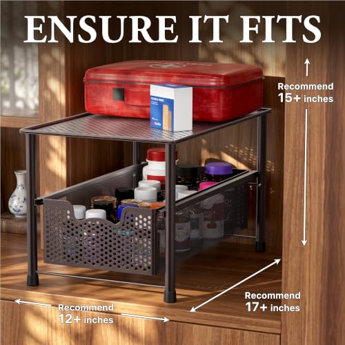 SimpleHouseware Stackable Under Sink Cabinet Sliding Basket Organizer Drawer