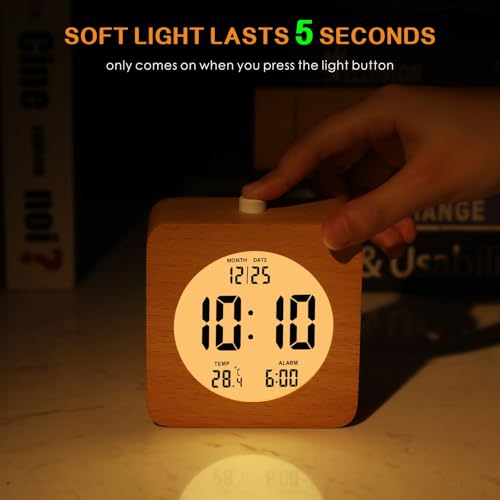 Wooden Digital Alarm Clock for Bedrooms