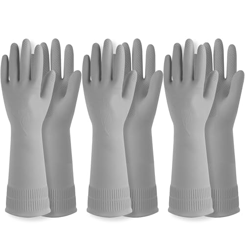 Mamison 2 Pairs Reusable Waterproof Household Dishwashing Cleaning Rubber Gloves