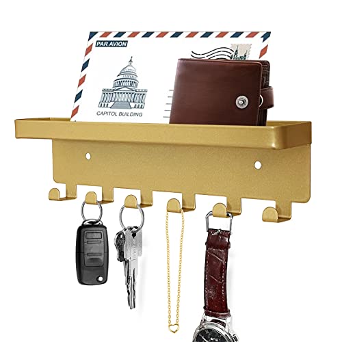 Key Holder for Wall Key Hooks with Tray and 6 Hooks