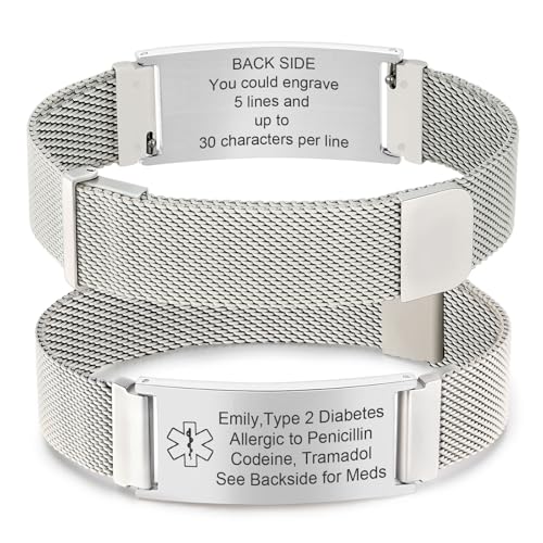 Medical Alert Id Bracelet for Men Women
