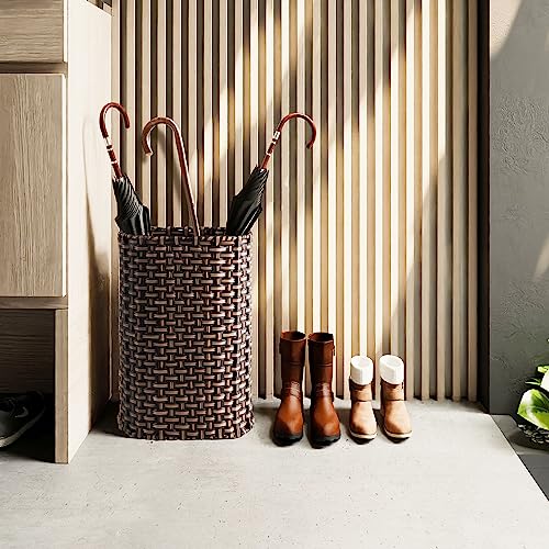 Wicker Umbrella Holder Waterproof Hand Woven Umbrella Stand Basket Cane Holder Stand Indoor Outdoor Decorative Umbrella Rack for Home