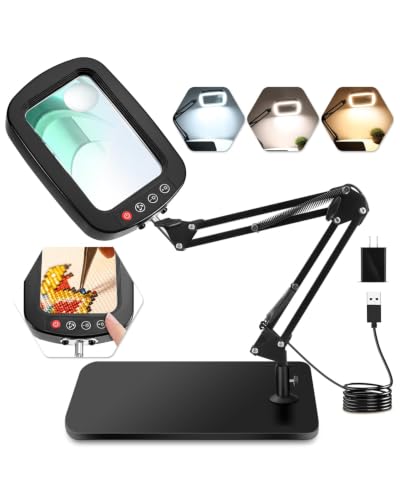 10X 30X Large Magnifying Glass with Light and Stand