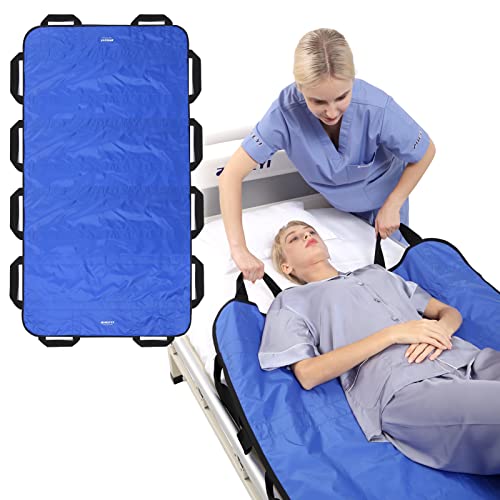 Bed Positioning Pad with Reinforced Handles 63" x 40" Washable Patient Transfer Slide Sheet for Body Lifting