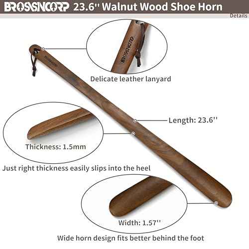 Wooden Shoe Horn Long Handle 23.6" for Seniors Helper