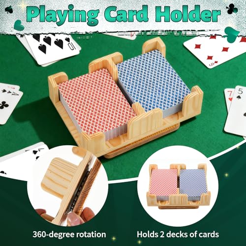Upgraded Wood Playing Card Holder 360° Rotating