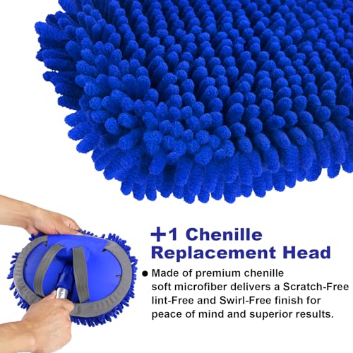 62" Microfiber Car Wash Brush with Long Handle Car Washing Mop Kit Mitt Sponge Car Cleaning Supplies Duster RV Washing Car Brushes