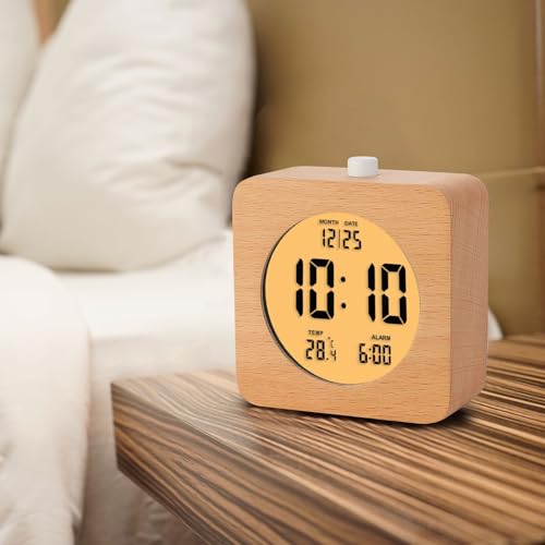 Wooden Digital Alarm Clock for Bedrooms