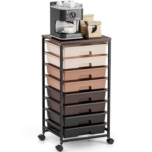 Rolling Storage Cart with 8 Drawers
