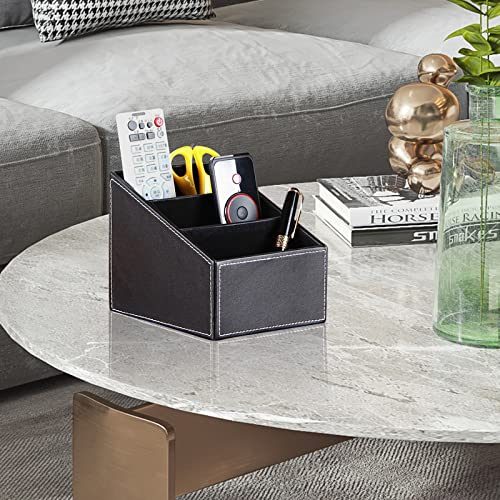 Fashionable PU leather TV remote control bracket with 3 compartments