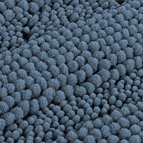 Bathroom Rugs Bath Mats Sets Super Absorbent Chenille Striped Bath Mats Non Skid Machine Wash Dry Rugs for Bathroom Floor Set of 2