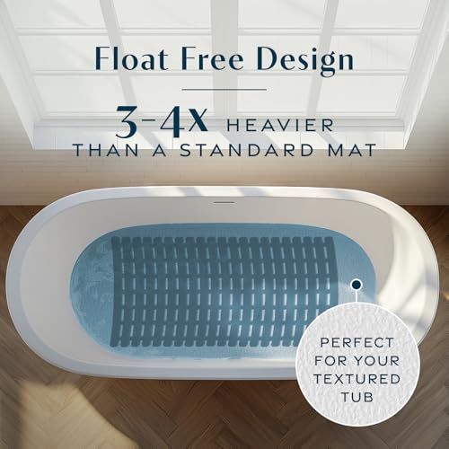 31"x15" Weighted Non Slip Bath Mat for Textured Tubs