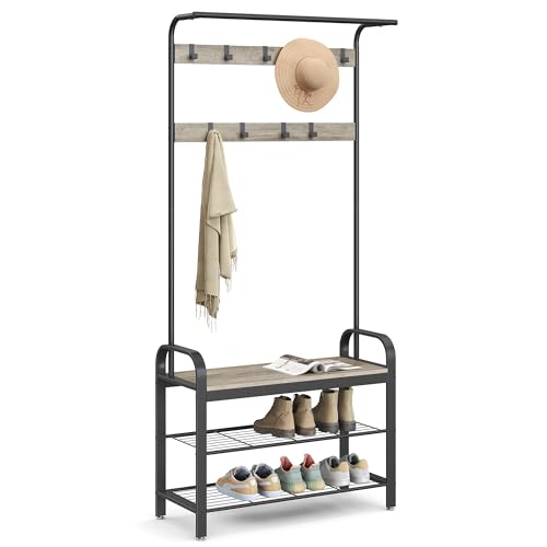 Coat Rack Hall Tree with Shoe Bench for Entryway