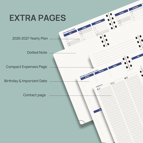 2026 2027 Academic Daily Planner One Page Per Day Hardcover Appointment Book with Hourly Time Slots