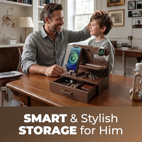 Wood Phone Docking Station with Drawer