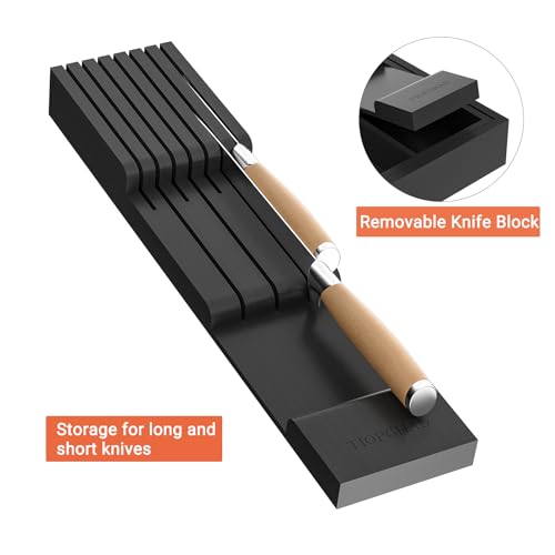 Expandable Bamboo Silverware Organizer with Knife Block