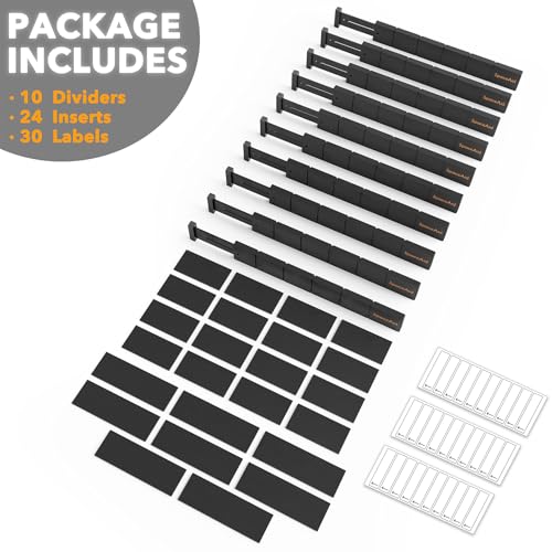 Bamboo Drawer Dividers with Inserts and Labels