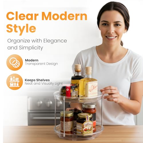 Clear Two Tier Lazy Susan Organizer