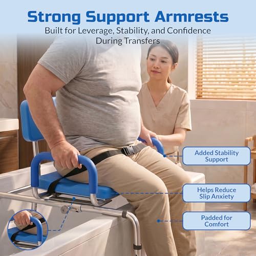 Carousel Sliding Shower Chair Tub Transfer Bench with Swivel Seat