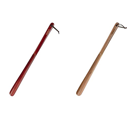 2 Pack Long Handle Wood Shoe Horn for Men 24in Wooden Shoe Horn Long Handled for Seinors Women Kids Wood Shoe Helper