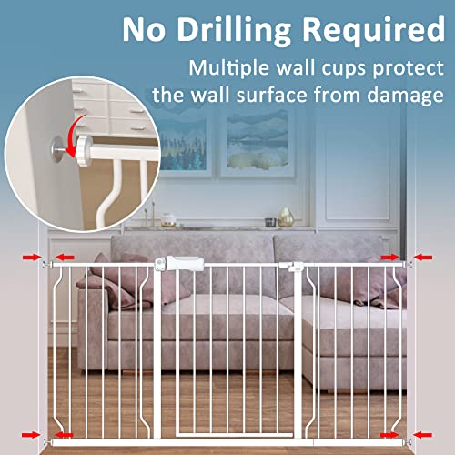 Extra Wide Baby Gate Black Walk THR Dog Gates Doorways House No Drill Pressure Mounted Auto Close Long Child Safety Gate for Kids and Pet