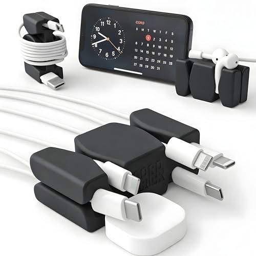 Silicone + Steel Weighted Cord Holder for Nightstand