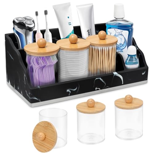 Bathroom Organizer Countertop White Marble Toothbrush Holders