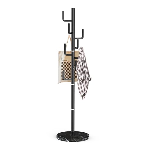 Modern Metal Coat Rack Stand with Natural Marble Base