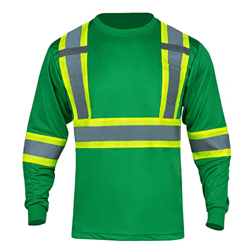 Safety Shirts High Visibility Reflective for Men Hi Vis Construction Warehouse Work T Shirt Long Sleeves