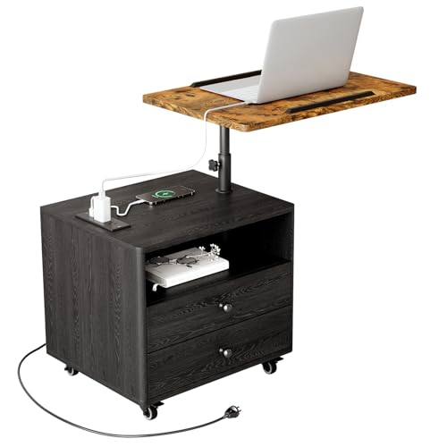 Bedroom Nightstand with Charging Station